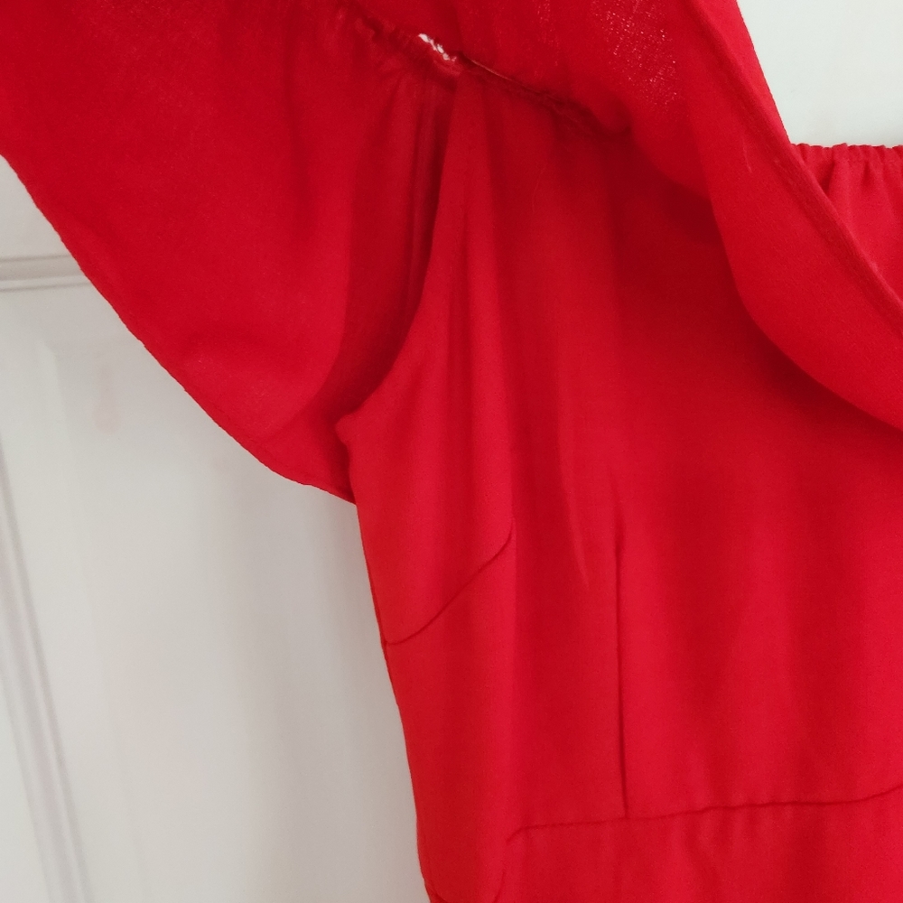 Goldie Red Off-Shoulder Ruffle Dress - Picture 2 of 10